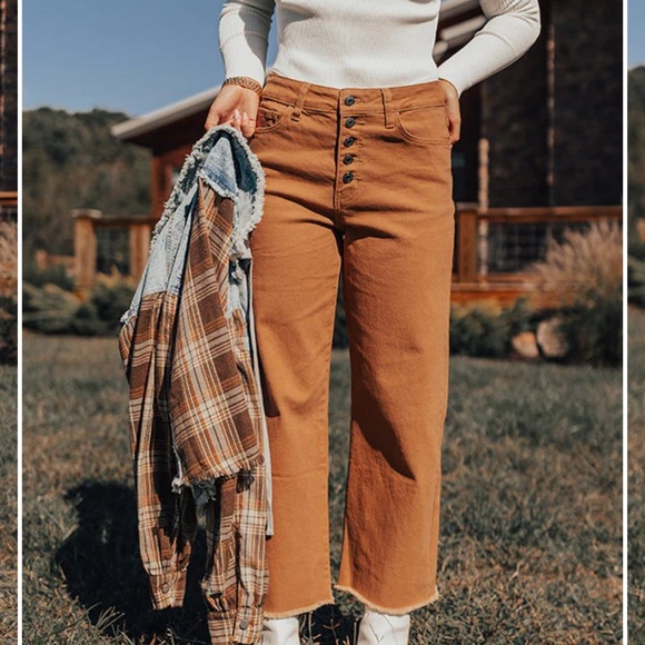 Anniewear Dusty Orange Wide Leg Jeans Size S - Picture 2 of 8